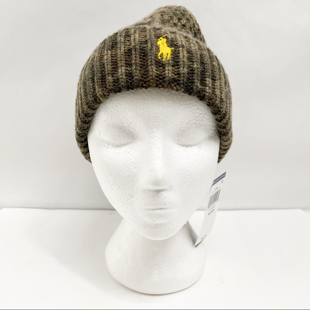 Polo Ralph Lauren OLIVE CAMOUFLAGE CABLE Knit Cap Beanie Hat - Picture 2 of 11